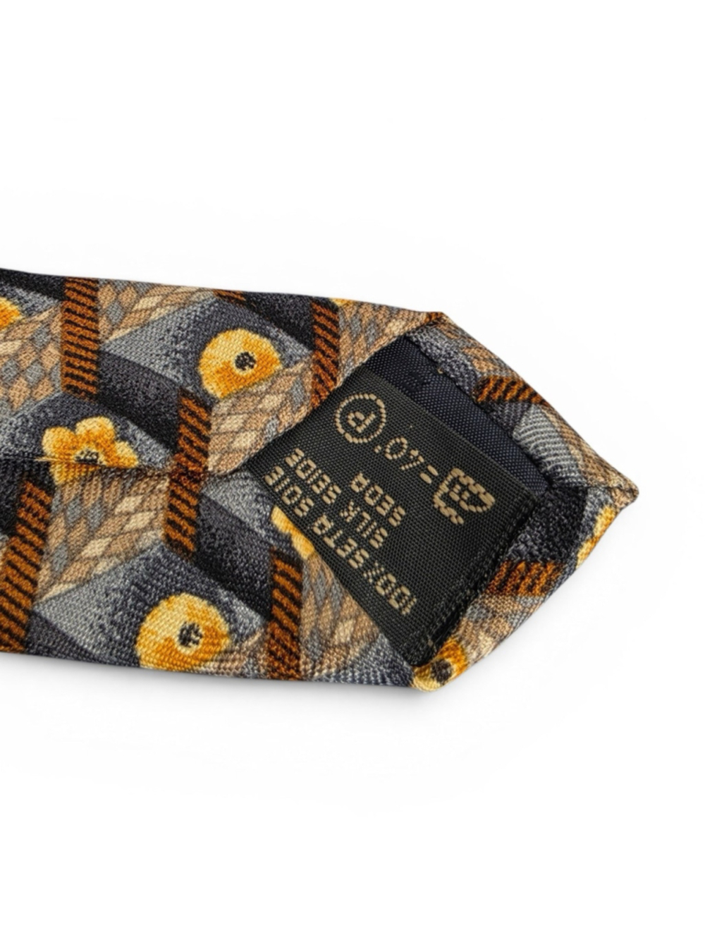 Ermenegildo Zegna Silk Tie Gray Gold Geometric Floral Italian Designer Tie - Picture 6 of 8